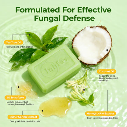 Inlifay Antifungal Soap Bar for Men — Tea Tree Fungus Soap for Athlete's Foot, Jock Itch, Ringworm