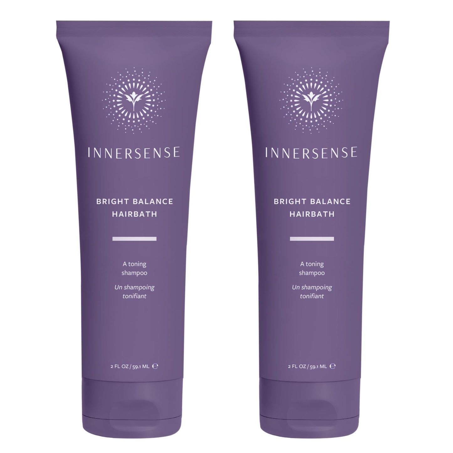 INNERSENSE Bright Balance Purple Hairbath – Violet Toning Shampoo for Blonde & Gray Hair (2x2oz)