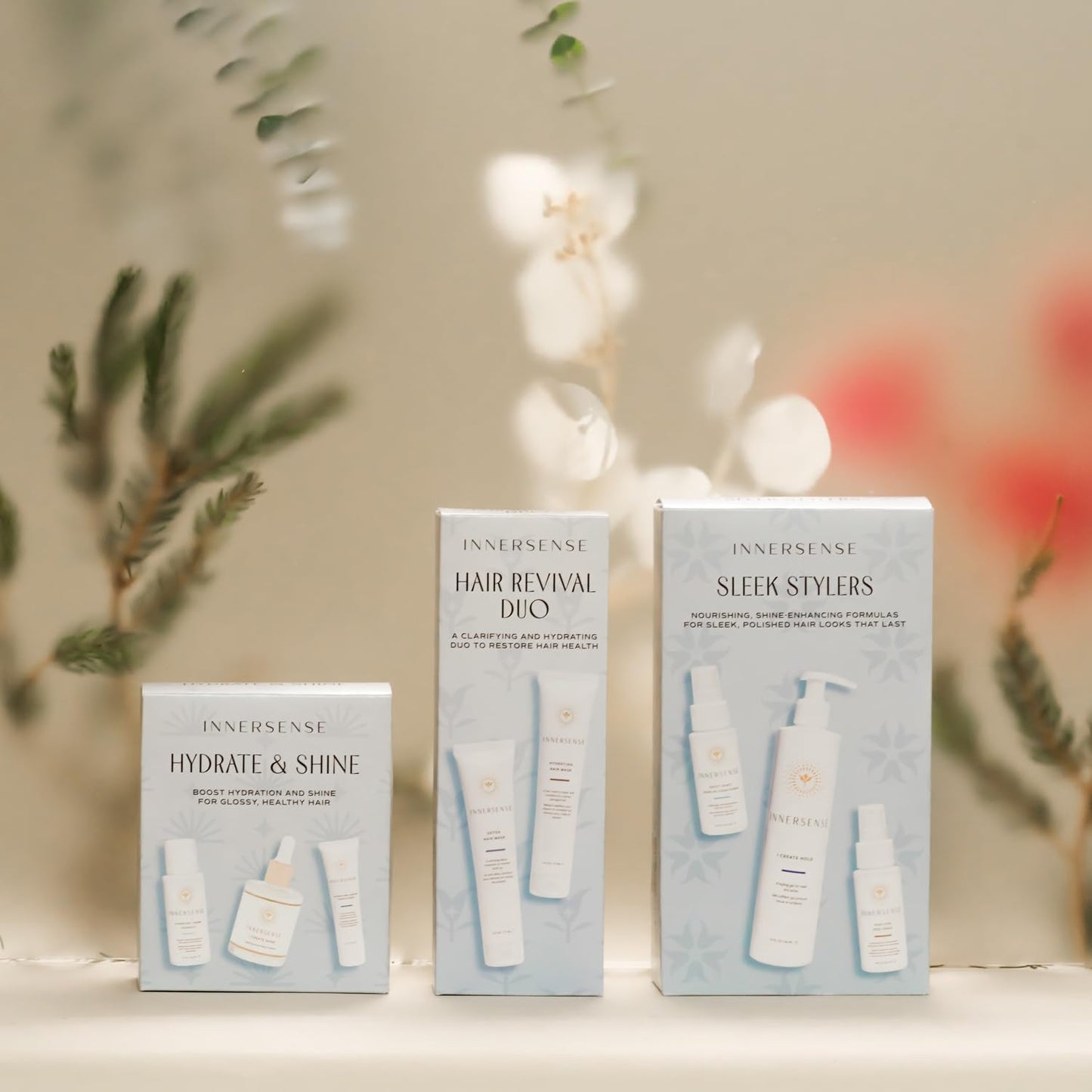 INNERSENSE Hydrate & Shine Set – Hydrating Hairbath, Conditioner & Gloss Serum | Clean, Cruelty-Free Haircare