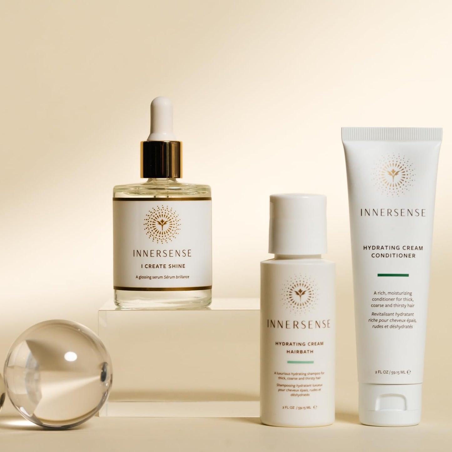 INNERSENSE Hydrate & Shine Set – Hydrating Hairbath, Conditioner & Gloss Serum | Clean, Cruelty-Free Haircare