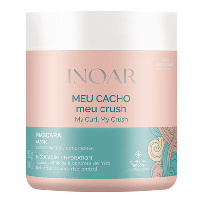 INOAR Meu Cacho Meu Crush Hair Mask — Plant-Based Collagen & Vitamin E for Deep Hydration & Curl Definition (17.6 oz)