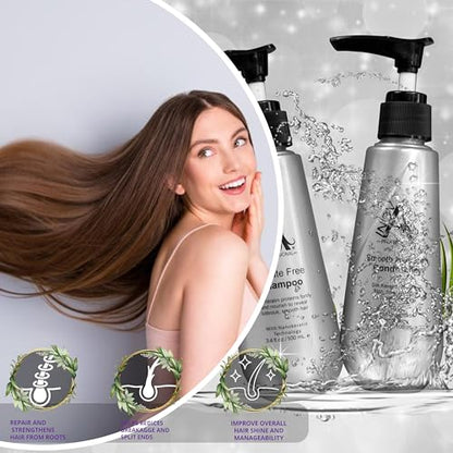 Inova Professional Silk Keratin Shampoo & Conditioner Set — Sulfate-Free, Color-Safe, Gray, 3.4 fl oz