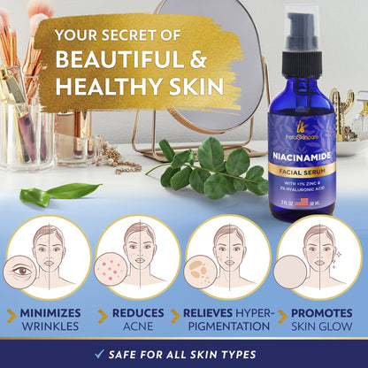 InstaSkincare Niacinamide Serum 2oz – 10% Niacinamide + 1% Zinc for Brightening, Hydration & Even Tone