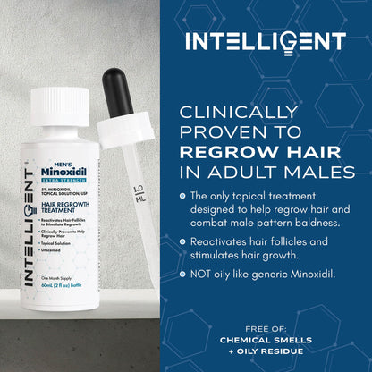 Intelligent Minoxidil | Fast-Drying, No-Grease 5% Topical Hair Regrowth for Men | 2 fl oz