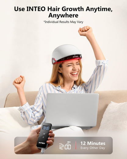 INTEO 162-Laser Red Light Hair Growth Cap – Wireless, FDA-Cleared Hair Growth Helmet for Men & Women
