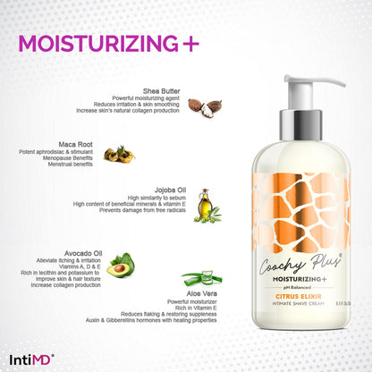 IntiMD Coochy Plus HydroLock Moisturizing 3-Step Shaving Kit | Nouria Pre-Shave Elixir Oil + Citrus Shave Cream + After Shave Mist