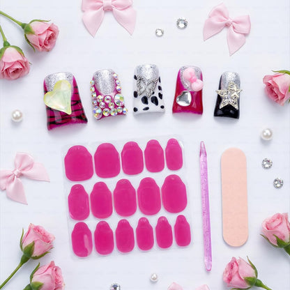 IntoVibes 10 Pcs Luxury Acrylic Press-On Nails – Short Duck Shape, Pink, Reusable