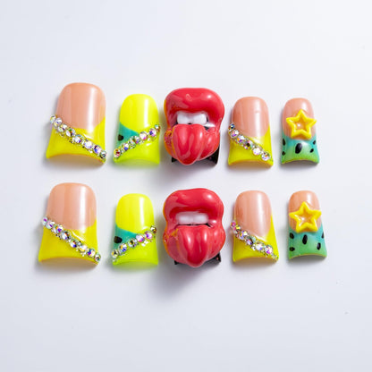 IntoVibes 10-Piece Luxury Duck-Shape Press On Nails – Short & Reusable