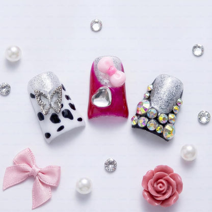 IntoVibes 10 Pcs Luxury Acrylic Press-On Nails – Short Duck Shape, Pink, Reusable