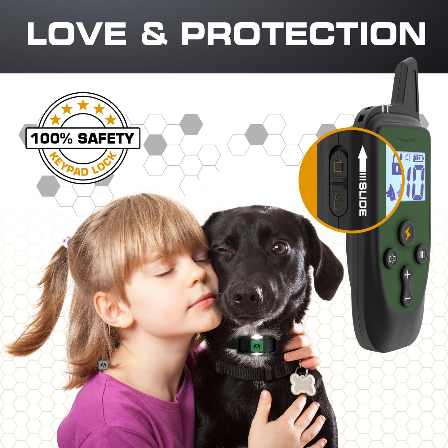 INVIROX Training Collar for Large Dogs X2 – 124 Levels, 1100yd Range, IP67 Waterproof
