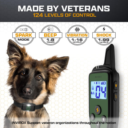 INVIROX Training Collar for Large Dogs X2 – 124 Levels, 1100yd Range, IP67 Waterproof
