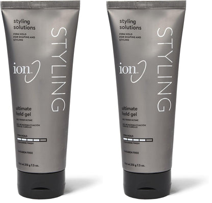 Ion Styling Solutions Ultimate Hold Gel – Firm Hold, No Flaking, Paraben Free, 7.5 oz (Pack of 2)