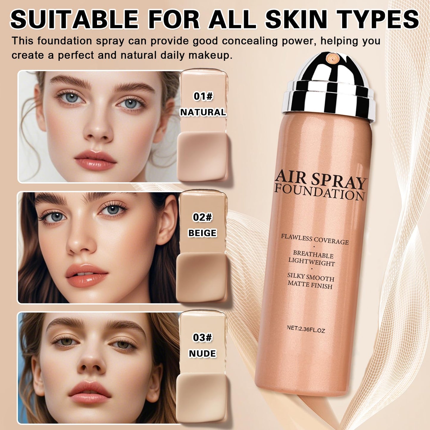 IONSGAKO Magic Minerals Airbrush Foundation Spray – Silk Matte, Long-Lasting Coverage