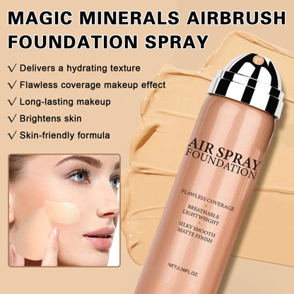 IONSGAKO Magic Minerals Airbrush Foundation Spray – Silk Matte, Long-Lasting Coverage