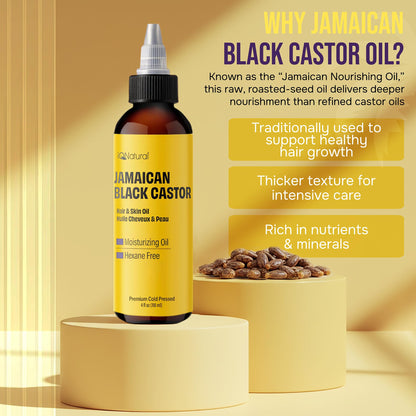 IQ Natural Jamaican Black Castor Oil - 2 Pack Unscented 4oz | Hair Conditioning & Skin Care