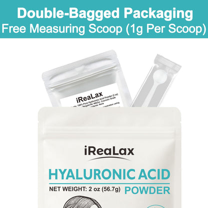 iReaLax Hyaluronic Acid Powder – Low Molecular Weight HA for DIY Serums | 2oz Cosmetic Grade | Sodium Hyaluronate