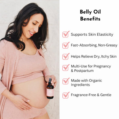 Irene Organics Organic Belly Oil for Pregnancy & Postpartum — Lightweight, Non-Greasy & Unscented