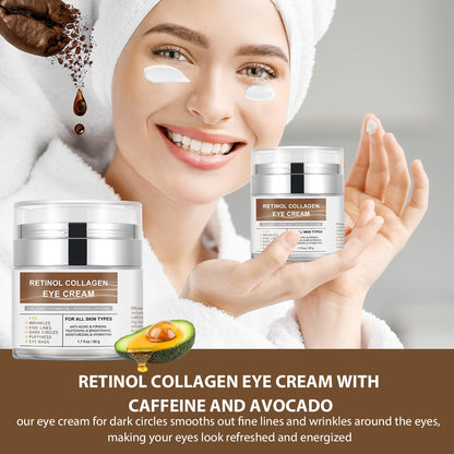 IREV Eye Cream with Retinol & Collagen – Hydrating Avocado, Vitamin C & Caffeine for Dark Circles