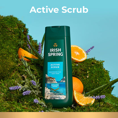 Irish Spring Men’s Body Wash – Active Scrub Exfoliating, 4 x 20 oz