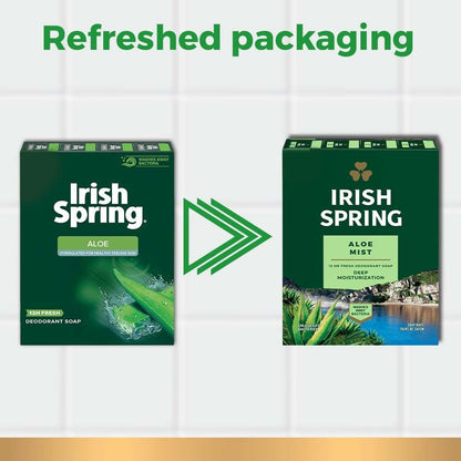 Irish Spring Aloe Bar Soap, 8 Count – Fresh Scent & Aloe Hydration