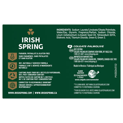 Irish Spring Original Deodorant Bar Soap – 3.75 oz Bars, 8-Pack