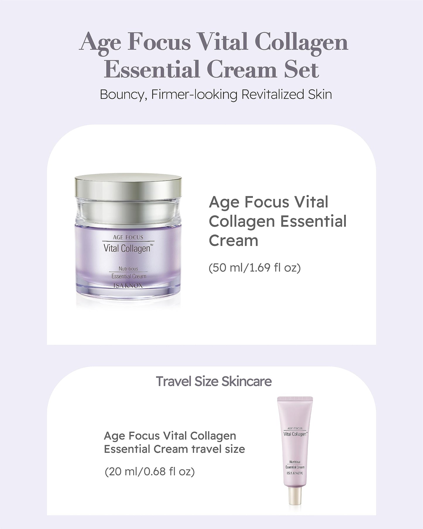 Isa Knox Age Focus Vital Collagen Essential Cream Set – 50ml + 20ml | Korean Skincare