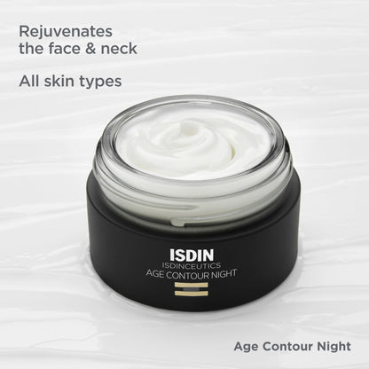 ISDIN Age Contour Night Cream for Face & Neck – Melatonin & Peptides, 1.8 oz