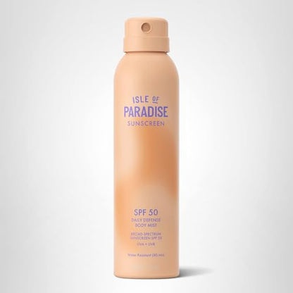 Isle of Paradise Daily Defense Body Mist SPF 50 | Invisible Hydrating Sunscreen Spray (6 oz)