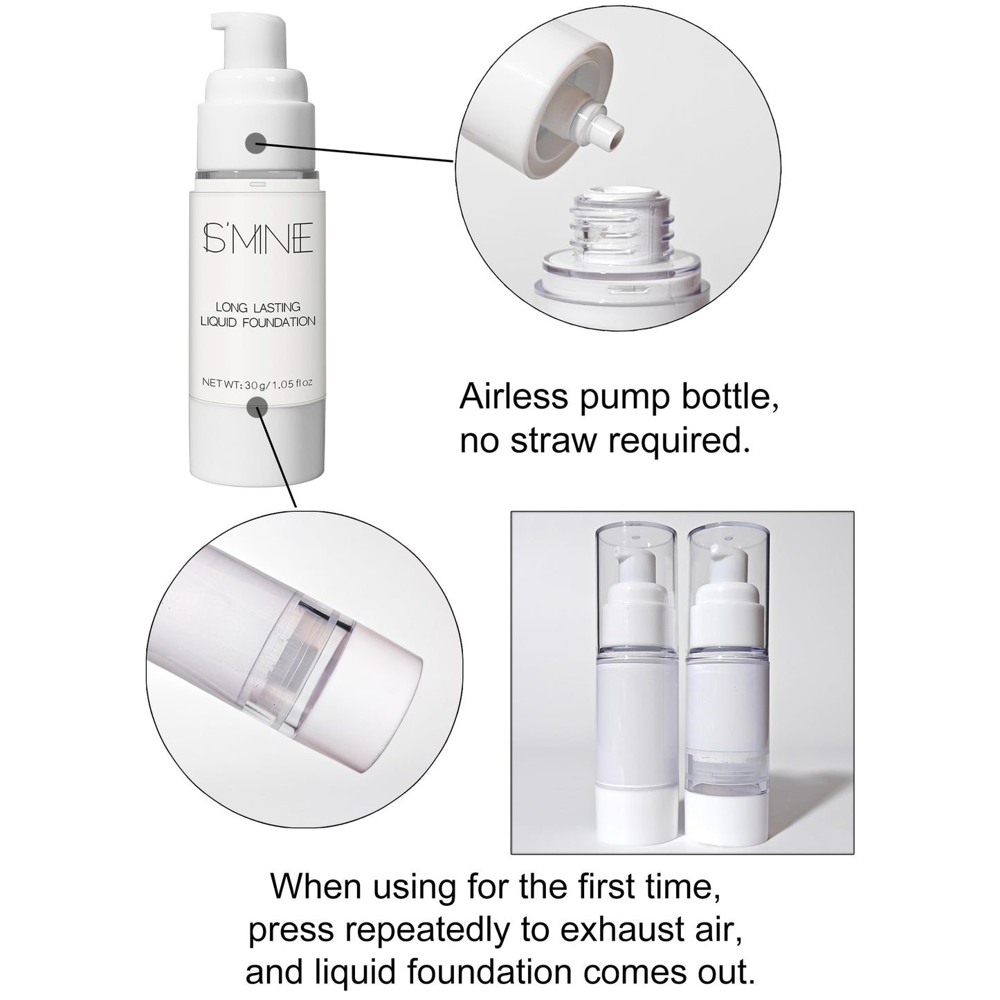 IS'MINE White Liquid Foundation – Matte Finish, Vegan & Cruelty-Free (1.05 fl oz)