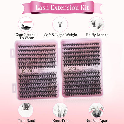 ISOOLU Fairy Lash Clusters Kit – Manga C Curl Wispy Lashes (9-16mm, 30D+40D)