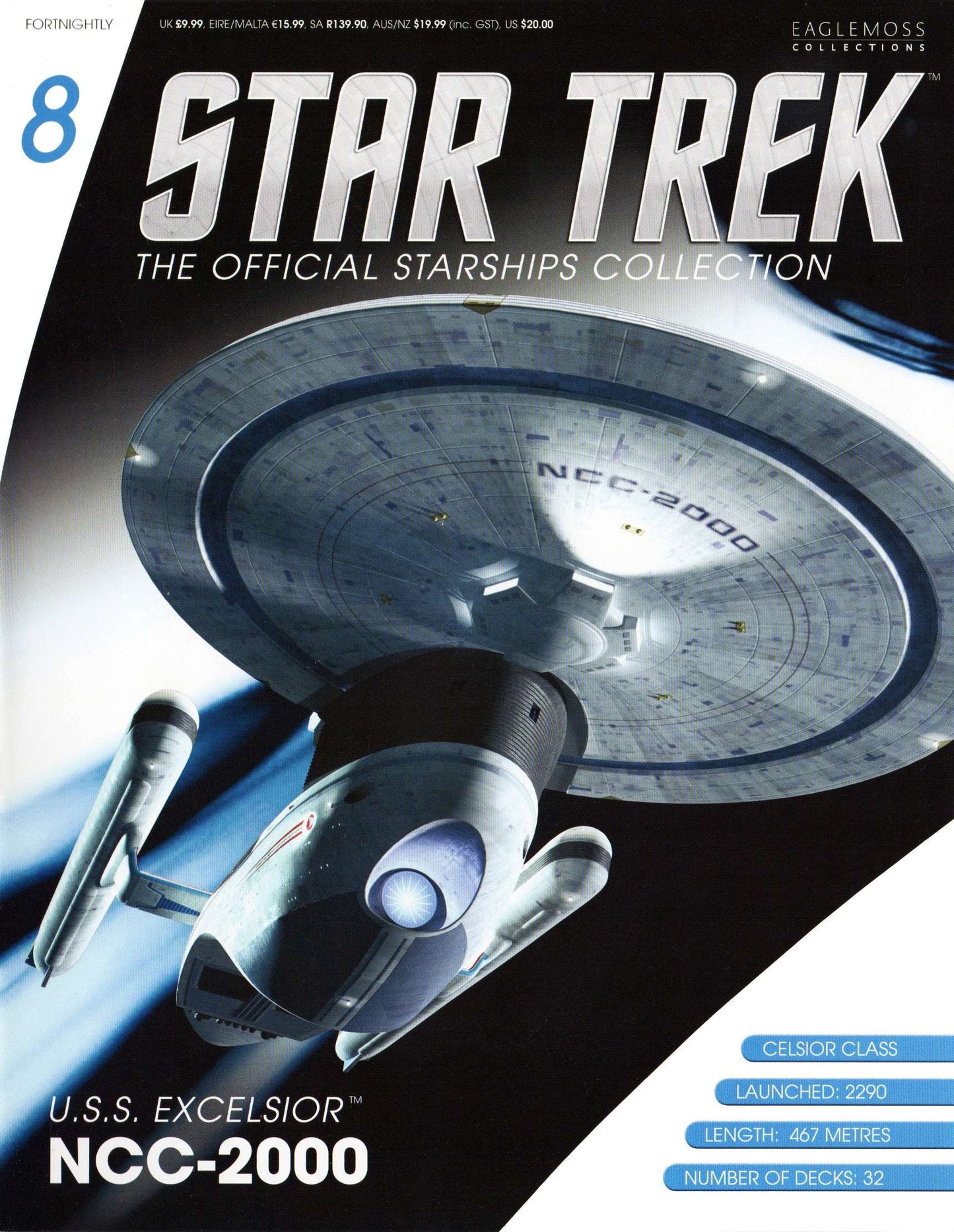 #08 U.S.S. Excelsior NCC-2000 (Excelsior class) Model Diecast Ship (Eaglemoss / Star Trek)