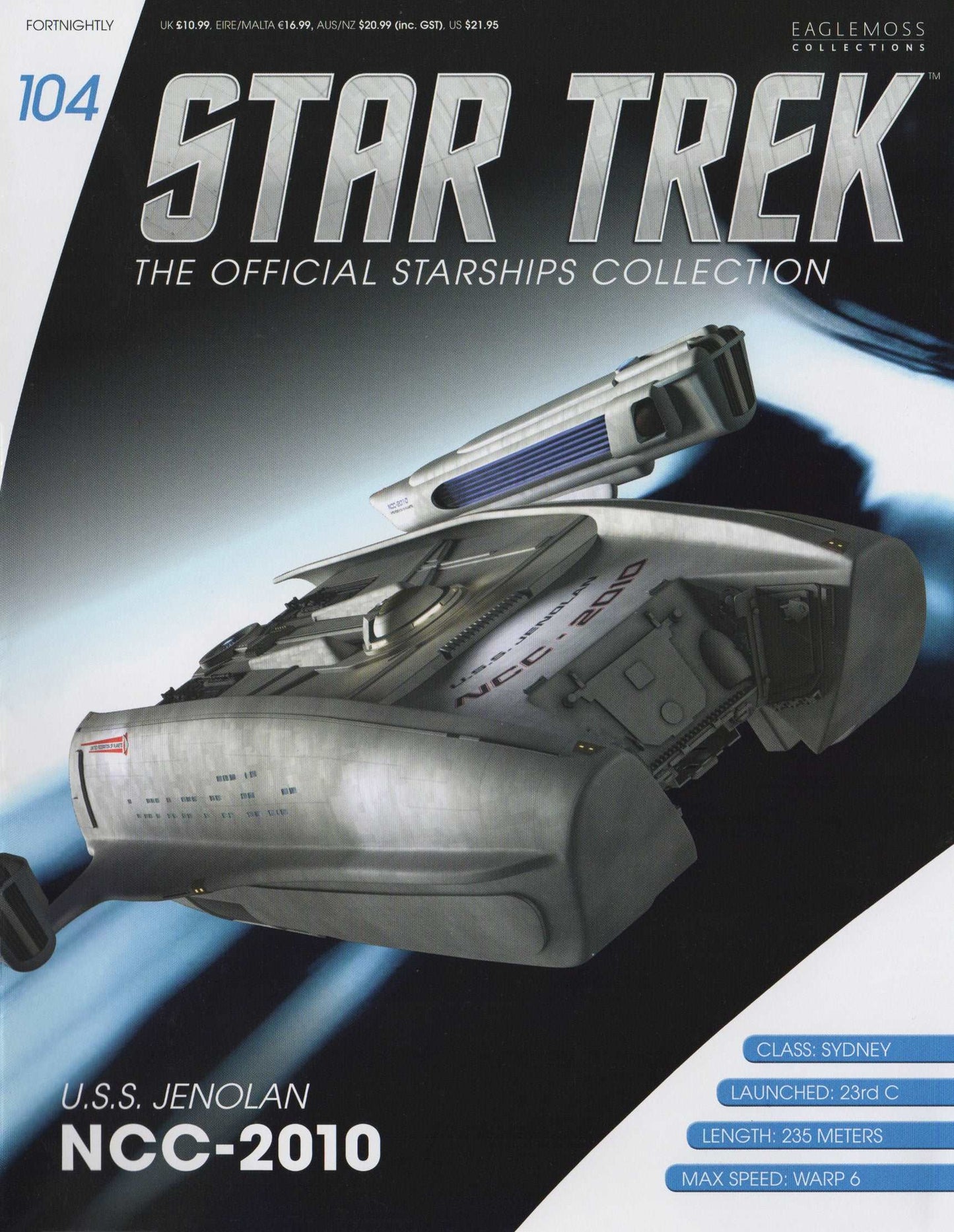 #104 U.S.S. Jenolan NCC-2010 Starship Model Die Cast Ship (Eaglemoss / Star Trek)