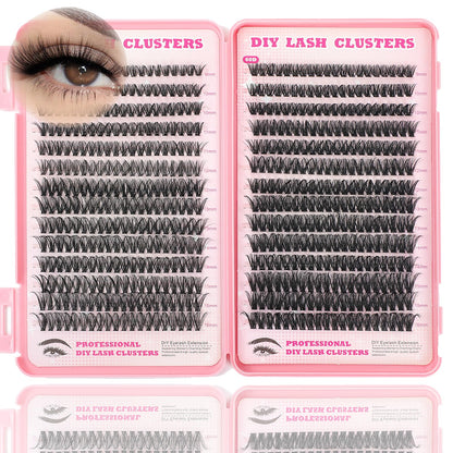 ISTGIFT Lash Clusters Kit – 560 Pcs, 9-16mm D Curl Fluffy Wispy Lash Extensions (DIY Home Use)