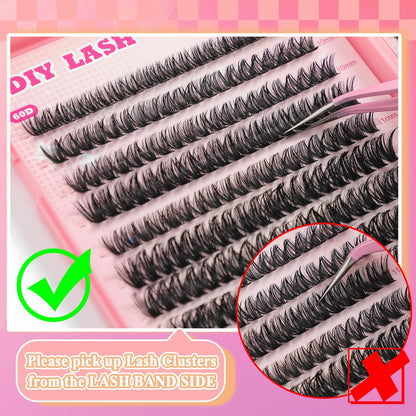 ISTGIFT Lash Clusters Kit – 560 Pcs, 9-16mm D Curl Fluffy Wispy Lash Extensions (DIY Home Use)