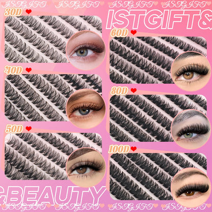 ISTGIFT Lash Clusters Kit – 560 Pcs, 9-16mm D Curl Fluffy Wispy Lash Extensions (DIY Home Use)