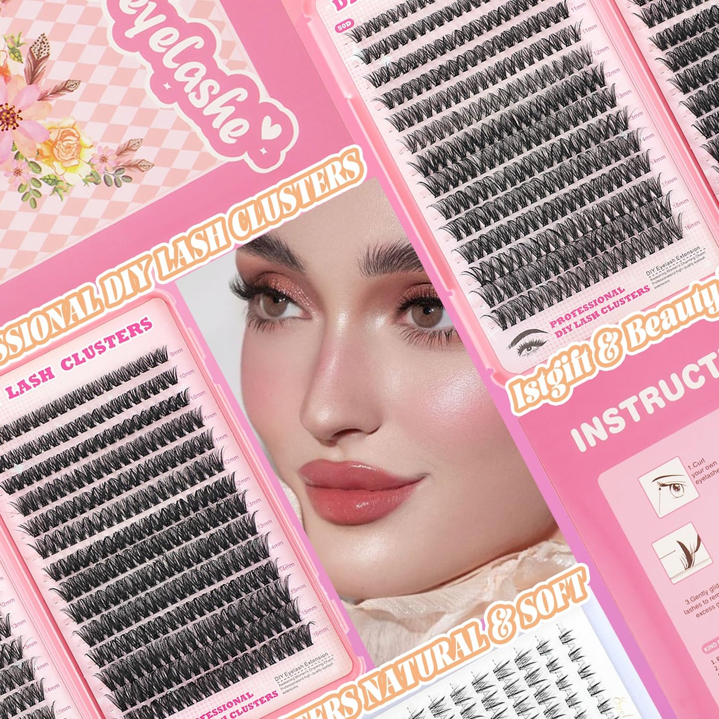 ISTGIFT Lash Clusters Kit – 560 Pcs, 9-16mm D Curl Fluffy Wispy Lash Extensions (DIY Home Use)