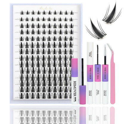ISTGIFT Manga Lash Clusters Kit with D Curl – Fluffy Wispy Lashes, Bond & Seal, Remover & Tweezers