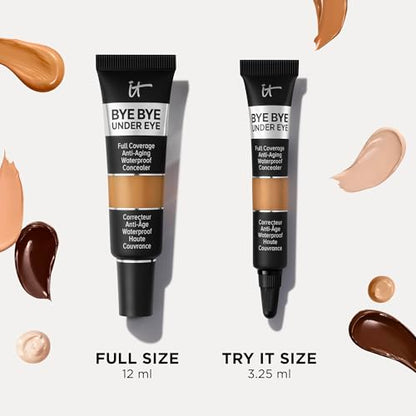 IT Cosmetics Bye Bye Under Eye Concealer Travel (Medium) – Water-Resistant Full Coverage for Dark Circles & Redness