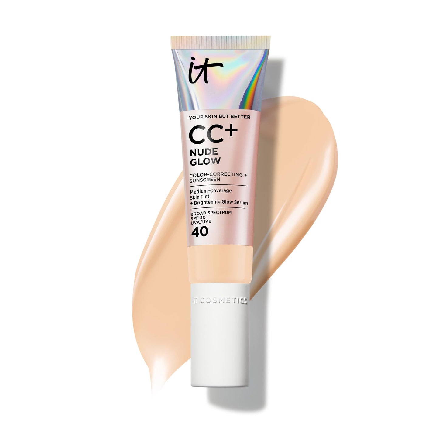IT Cosmetics CC+ Nude Glow Skin Tint SPF 40 – Light Coverage, 1.08 fl oz