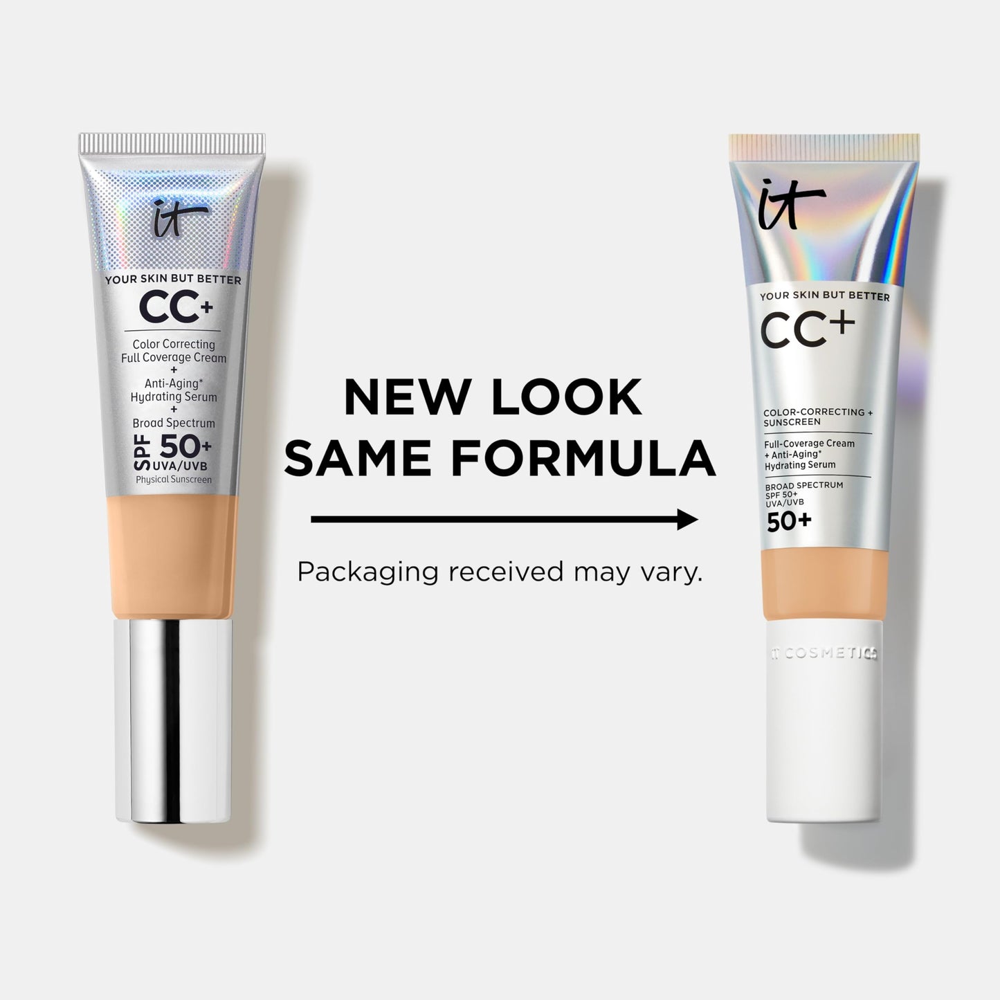 IT Cosmetics CC+ Cream Deep Bronze – SPF 50+ Full-Coverage Foundation with Hyaluronic Acid & Peptides