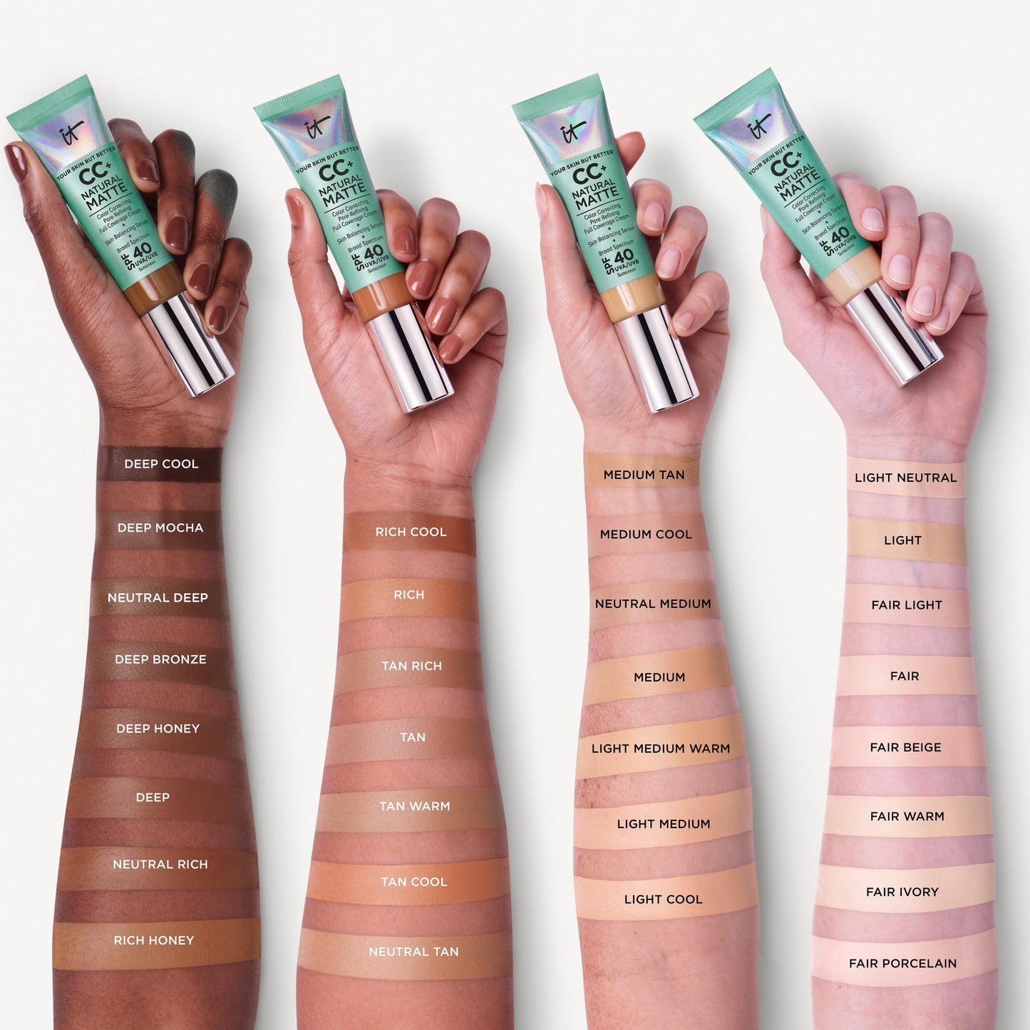 IT Cosmetics CC+ Natural Matte Deep Mocha — SPF 40, Poreless Full-Coverage Matte Foundation