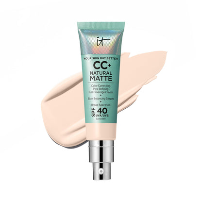 IT Cosmetics CC+ Cream Natural Matte Fair Porcelain — SPF 40, 16HR Shine Control, Pore-Blur, Noncomedogenic