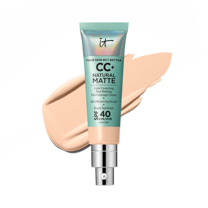 IT Cosmetics CC+ Natural Matte SPF 40 Foundation – Poreless Full Coverage (Fair Beige)