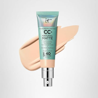 IT Cosmetics CC+ Natural Matte SPF 40 Foundation – Poreless Full Coverage (Fair Beige)