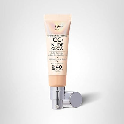 IT Cosmetics CC+ Nude Glow (Light Medium) — SPF 40 Skin Tint with Brightening Serum & 2% Niacinamide
