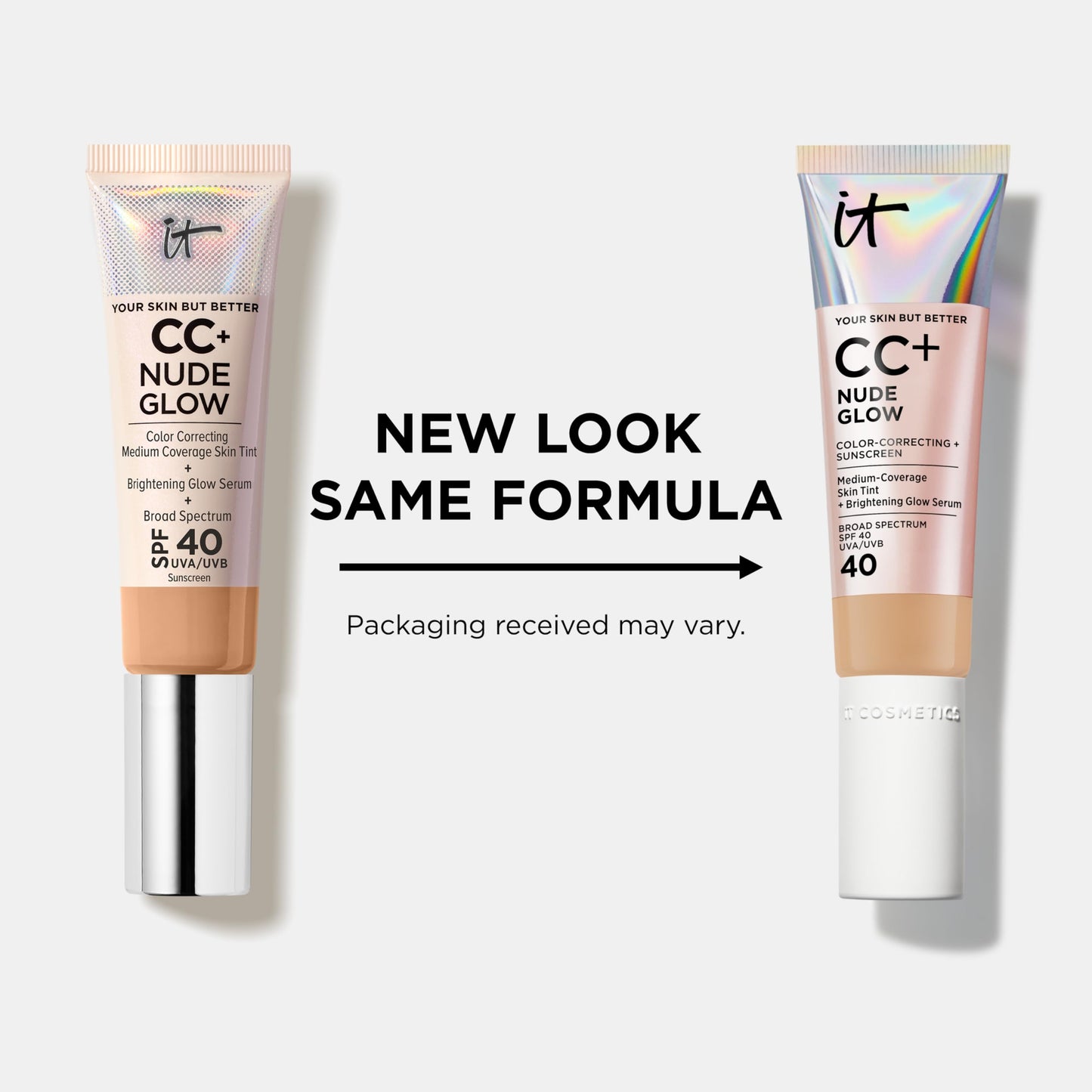IT Cosmetics CC+ Nude Glow — Light Medium Warm, SPF 40, 24H Hydration