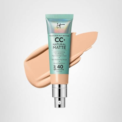 IT Cosmetics CC+ Cream Natural Matte SPF 40 — Poreless Full-Coverage Foundation for Oily/Combination Skin | Light Cool