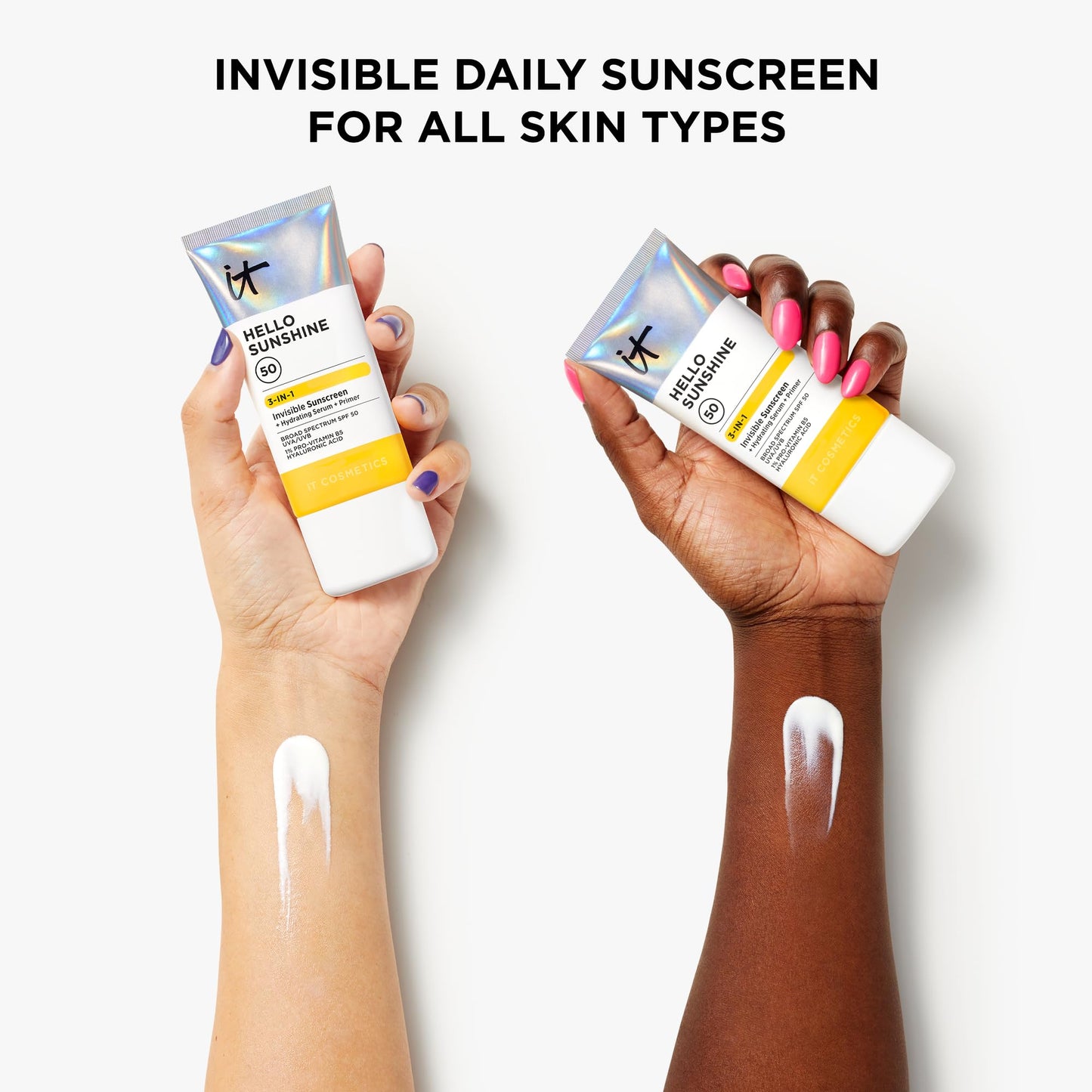 IT Cosmetics Hello Sunshine Invisible Sunscreen SPF 50 — 3-in-1 Hydration, Primer & Clear SPF