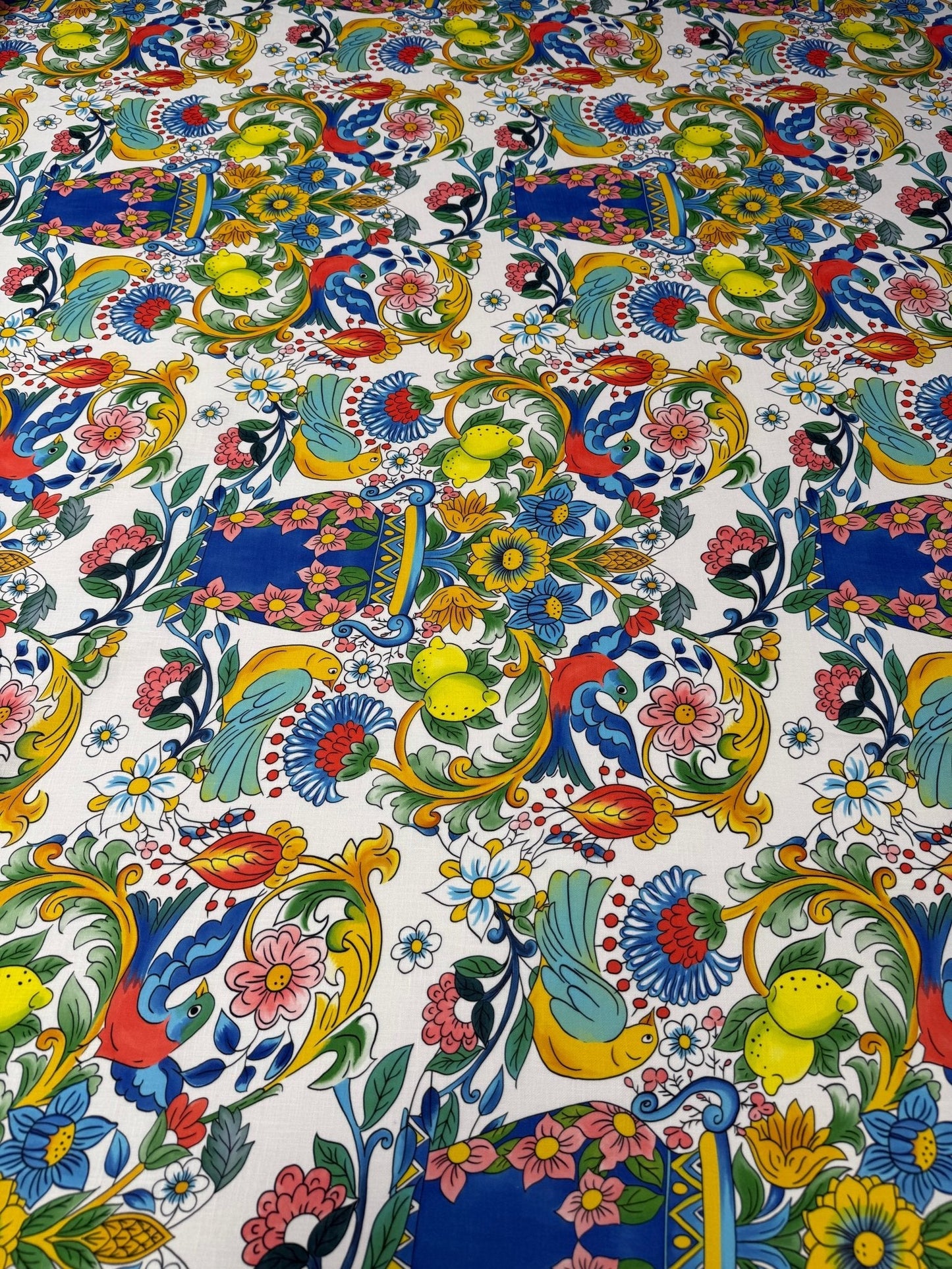 Italian Floral  Lemon Pattern Fabric Sold by Metre