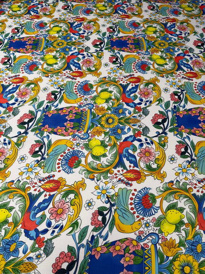 Italian Floral  Lemon Pattern Fabric Sold by Metre
